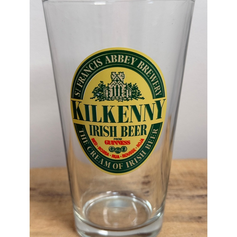 Kilkenny Irish Beer Pint Glass St Francis Abbey Brewery Guinness Cream of Irish